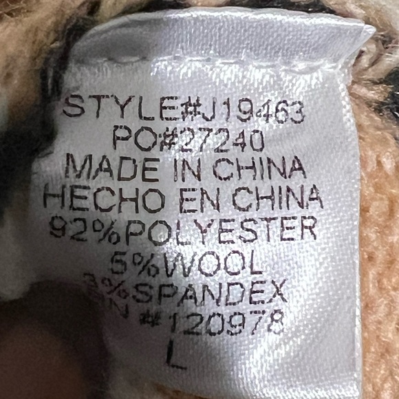 Entro Color Block Longline Open Front Knit Cardigan Beige Tan Grey Black Large - Picture 7 of 7